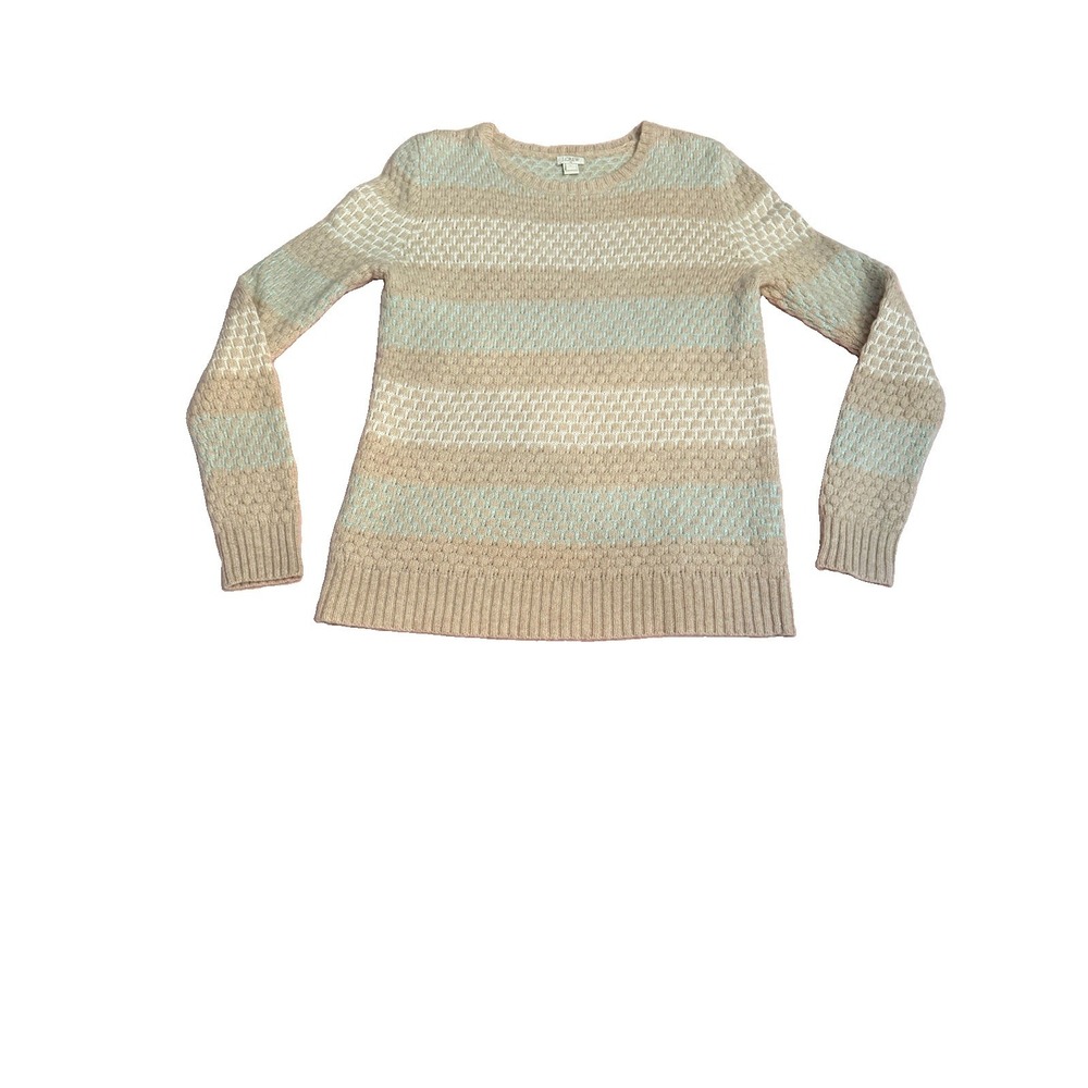 J Crew Textured 3D Knit Sweater Womens L Soft Wool Blend Pullover Fair Isle Boho
